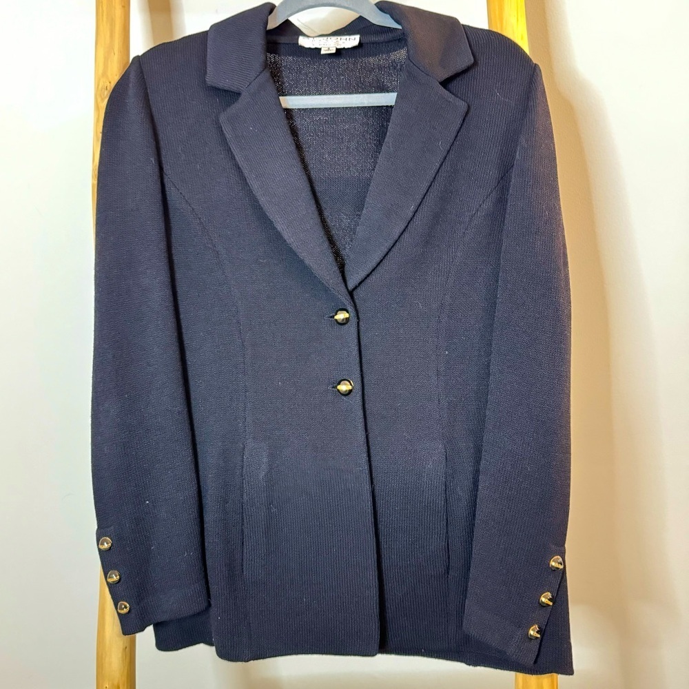St. John basics black Santana knit simple sweater blazer women’s 4